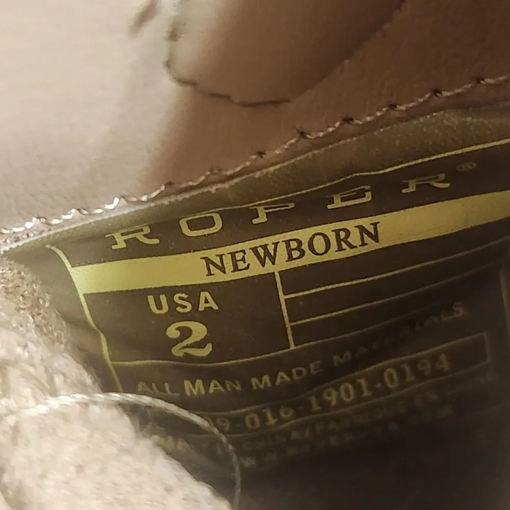 Roper Newborn Size 2 Soft Cowboy Boots Brown Yellow Paisley Side Zip Shoes